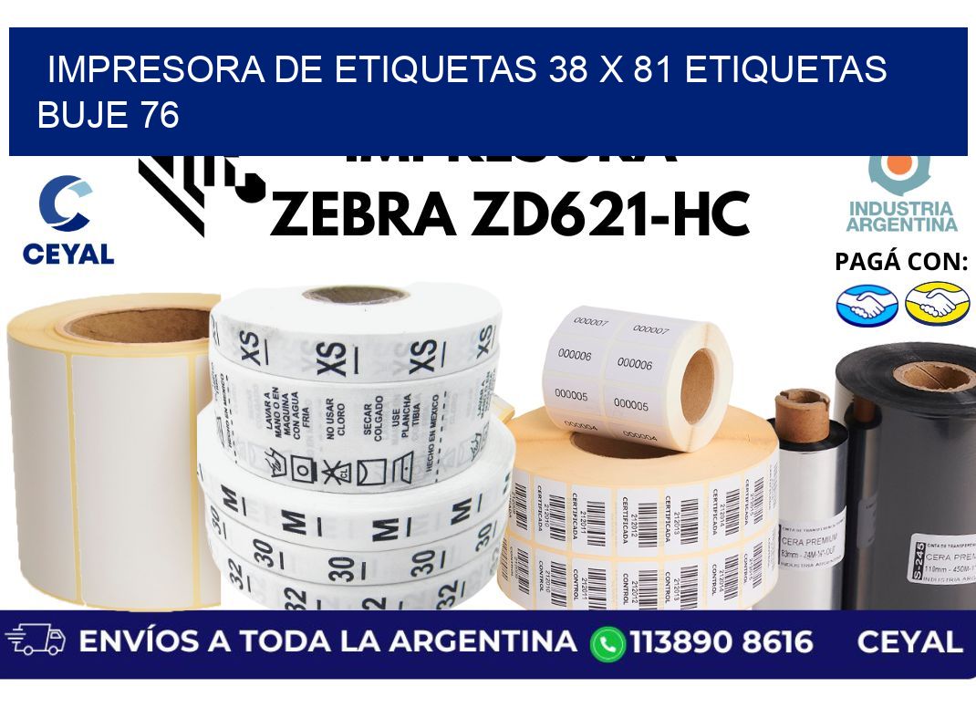 impresora de etiquetas 38 x 81 etiquetas buje 76