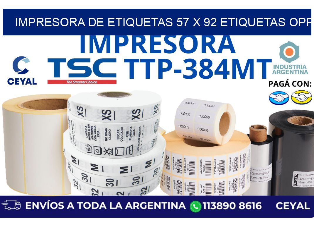impresora de etiquetas 57 x 92 etiquetas opp