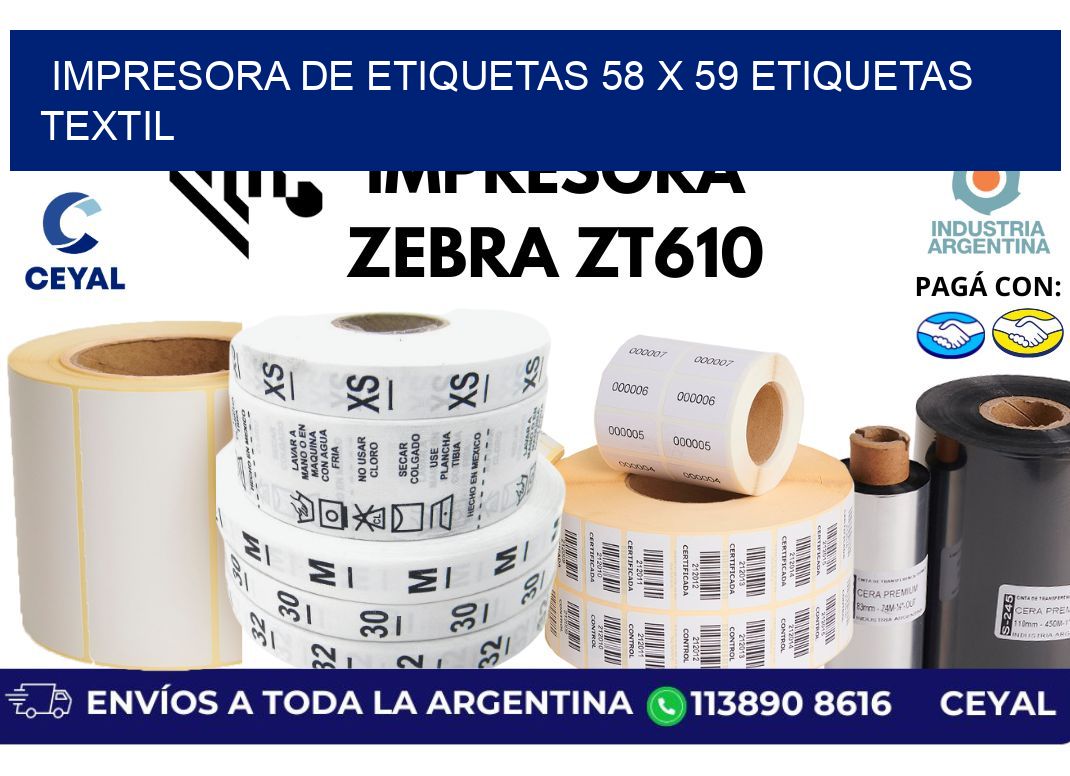 impresora de etiquetas 58 x 59 etiquetas textil