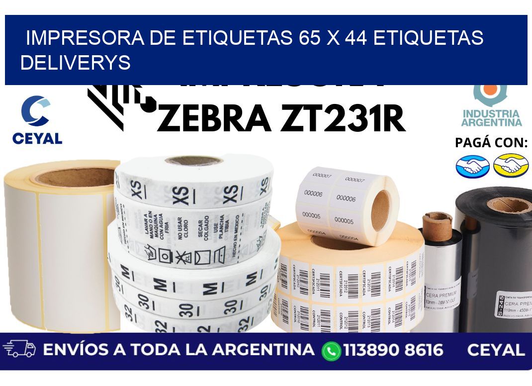 impresora de etiquetas 65 x 44 etiquetas deliverys
