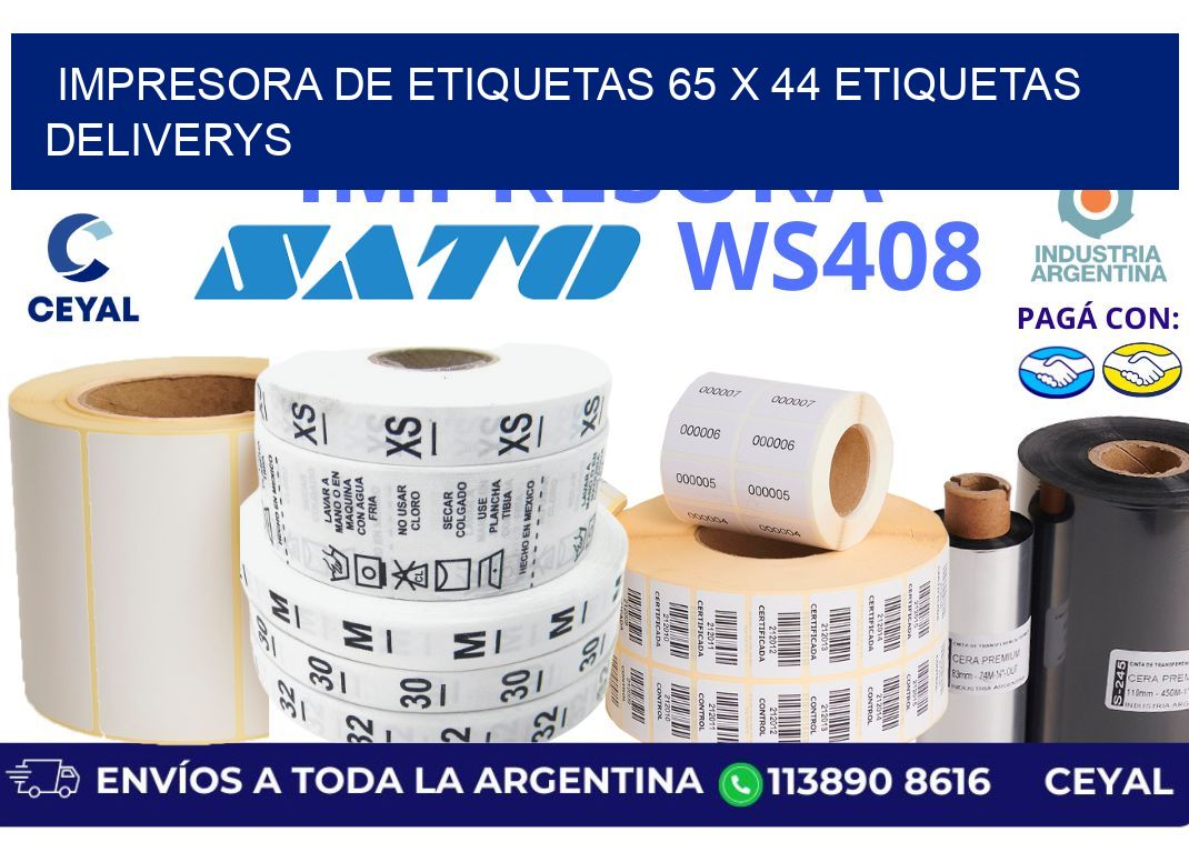 impresora de etiquetas 65 x 44 etiquetas deliverys