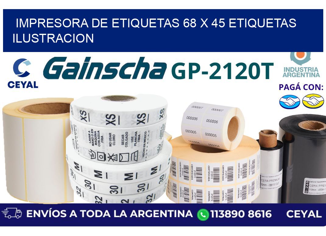impresora de etiquetas 68 x 45 etiquetas ilustracion