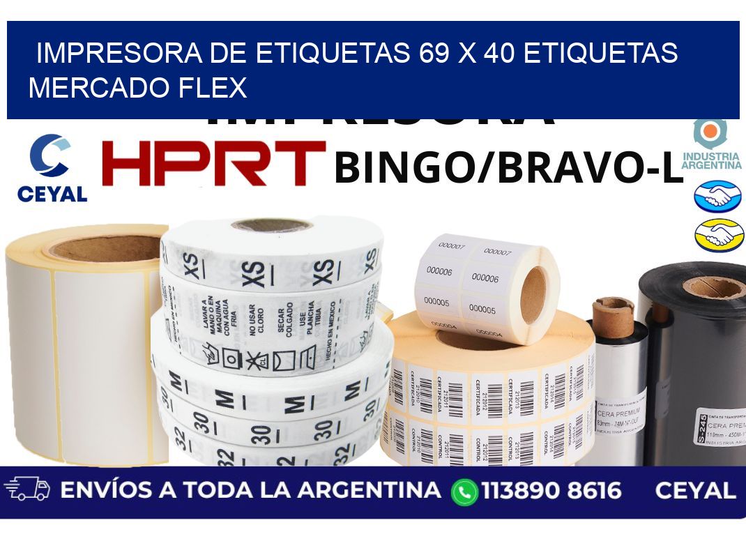 impresora de etiquetas 69 x 40 etiquetas mercado flex