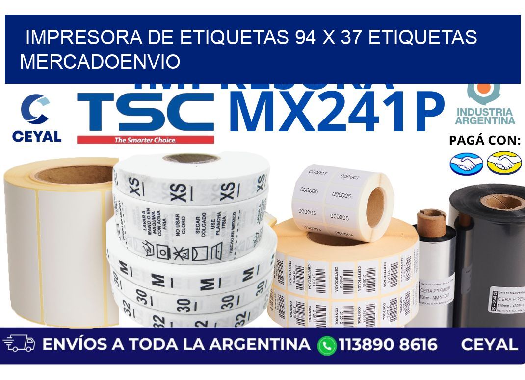 impresora de etiquetas 94 x 37 etiquetas mercadoenvio