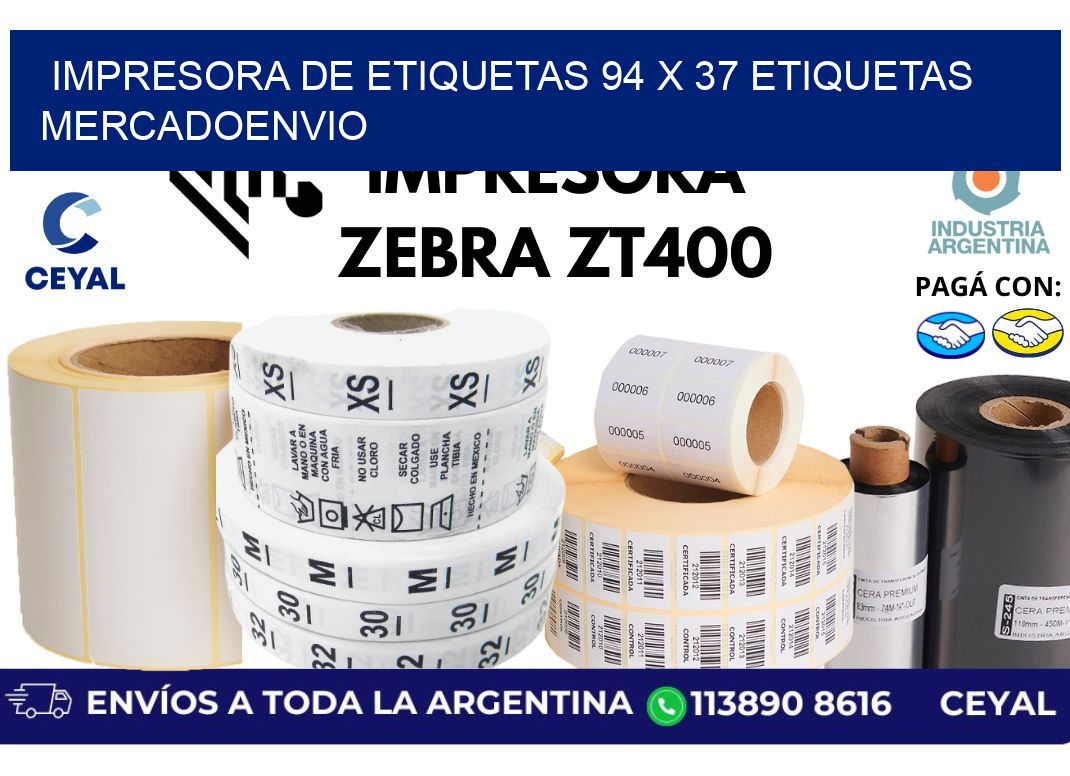impresora de etiquetas 94 x 37 etiquetas mercadoenvio