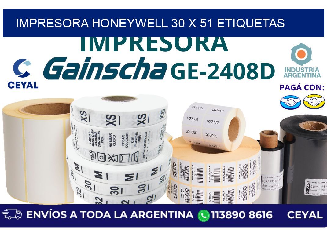 impresora honeywell 30 x 51 etiquetas