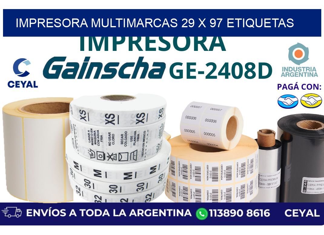 impresora multimarcas 29 x 97 etiquetas