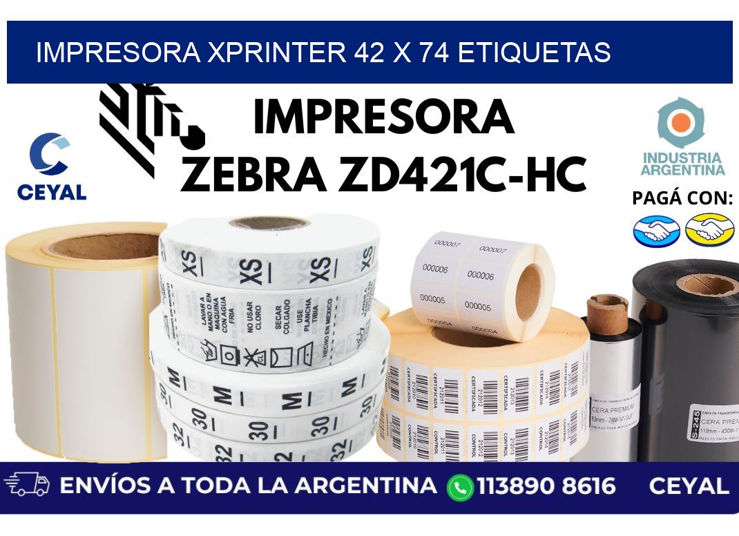 impresora xprinter 42 x 74 etiquetas