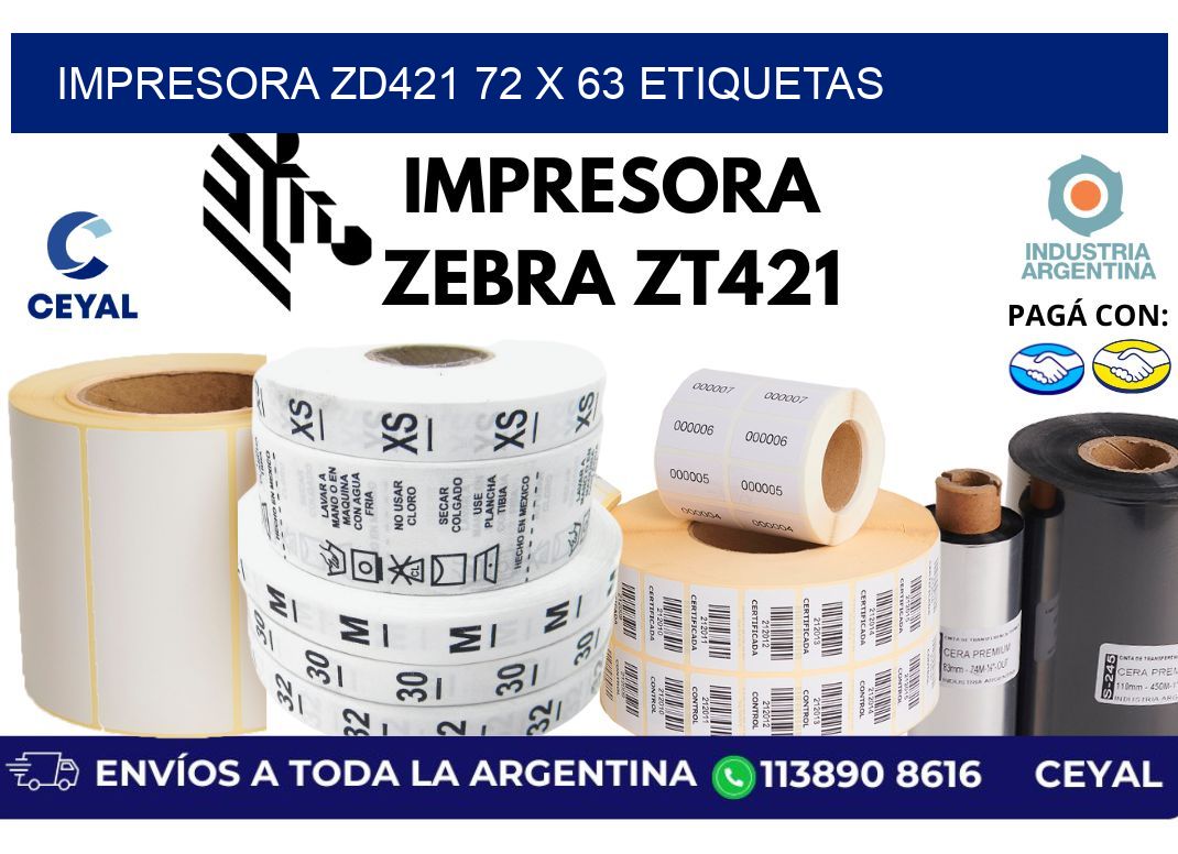 impresora zd421 72 x 63 etiquetas