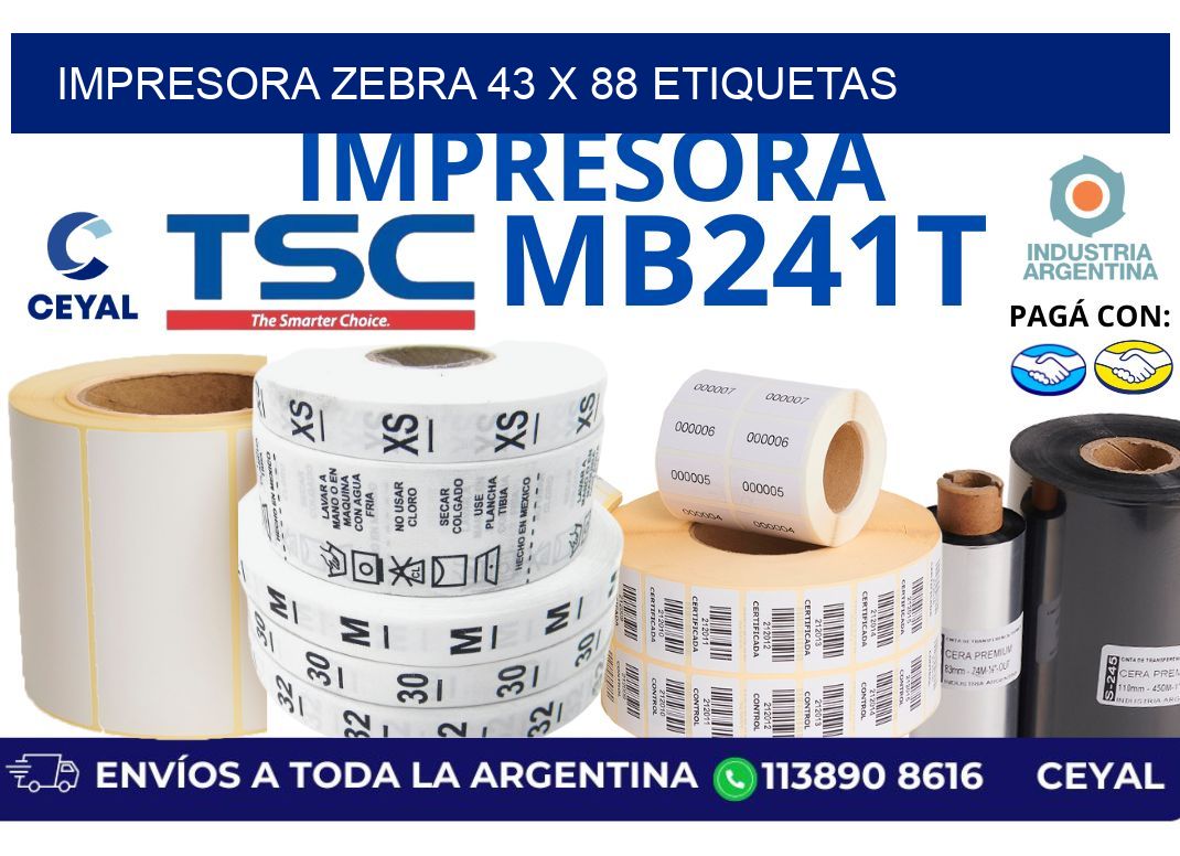 impresora zebra 43 x 88 etiquetas