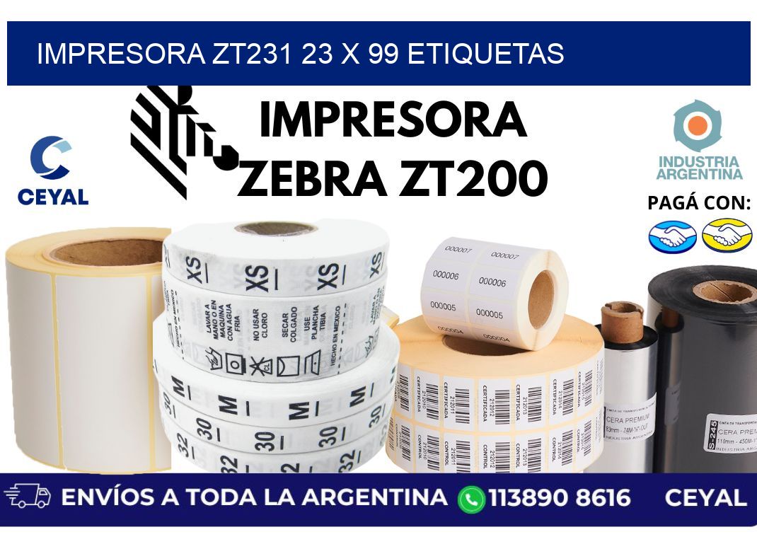 impresora zt231 23 x 99 etiquetas