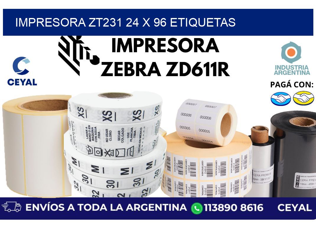 impresora zt231 24 x 96 etiquetas