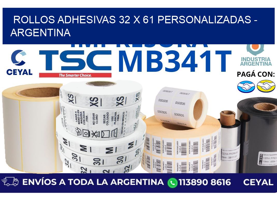 rollos adhesivas 32 x 61 personalizadas - Argentina