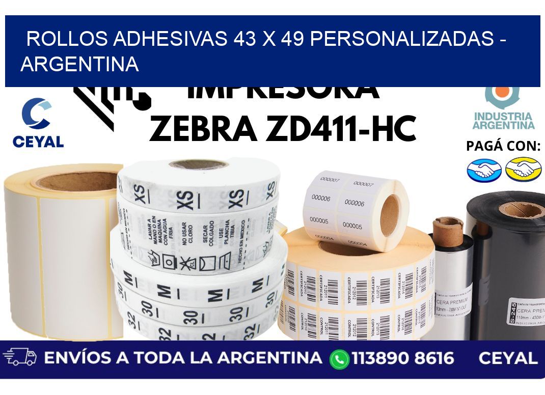 rollos adhesivas 43 x 49 personalizadas – Argentina