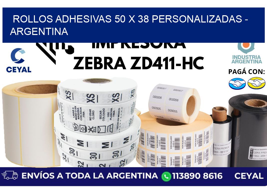 rollos adhesivas 50 x 38 personalizadas - Argentina