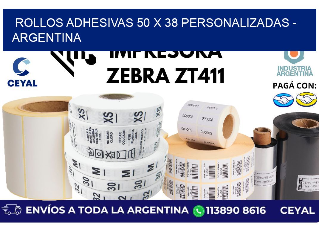 rollos adhesivas 50 x 38 personalizadas - Argentina