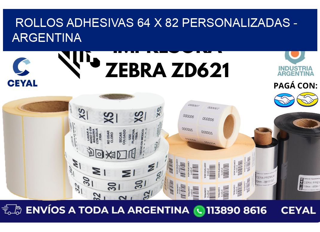 rollos adhesivas 64 x 82 personalizadas - Argentina