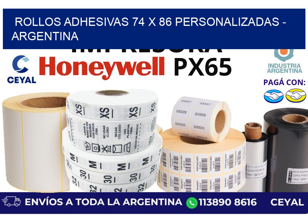 rollos adhesivas 74 x 86 personalizadas - Argentina