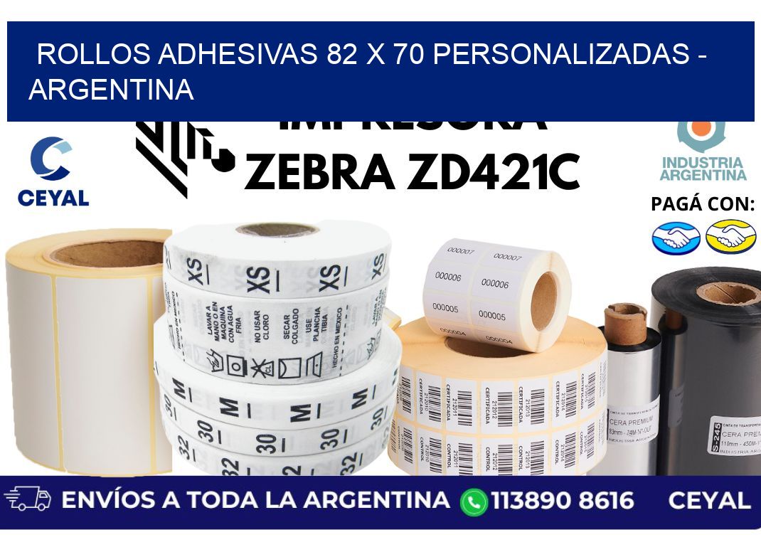 rollos adhesivas 82 x 70 personalizadas - Argentina