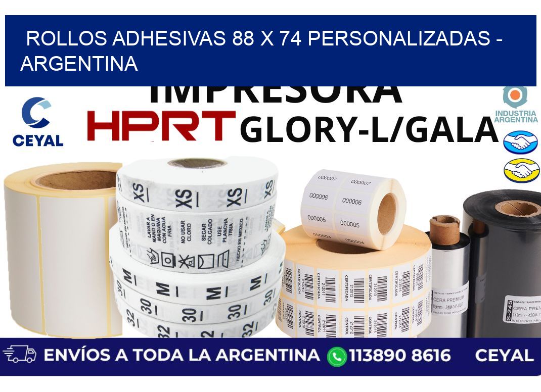rollos adhesivas 88 x 74 personalizadas - Argentina