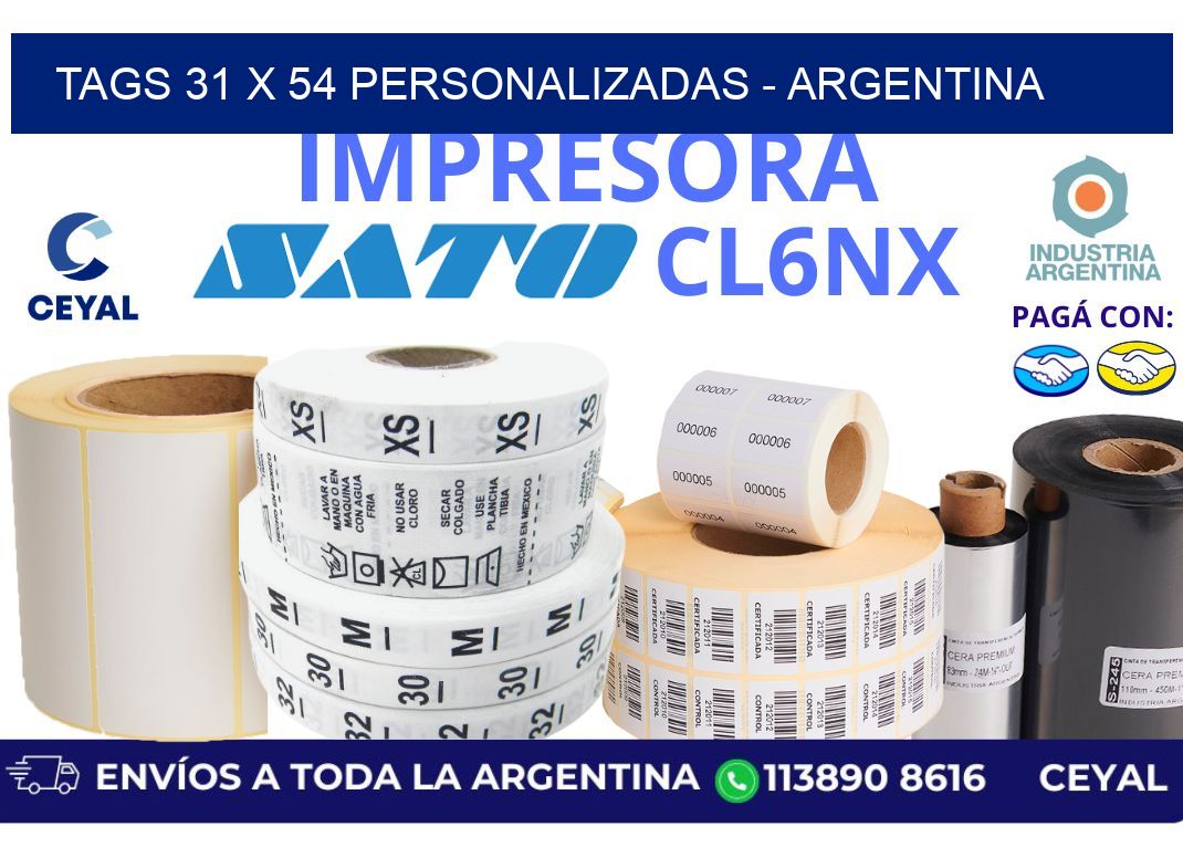 tags 31 x 54 personalizadas - Argentina