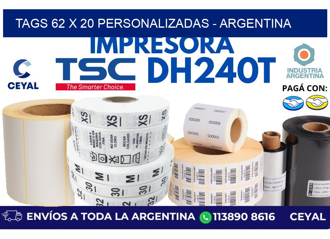 tags 62 x 20 personalizadas - Argentina