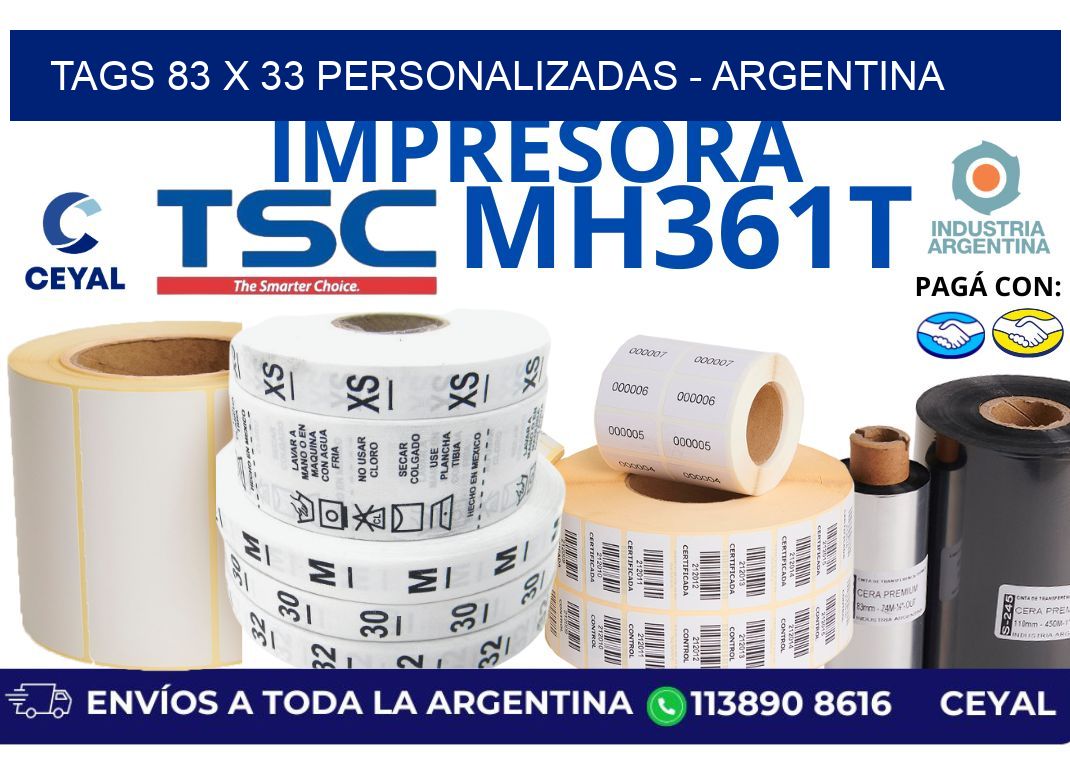 tags 83 x 33 personalizadas - Argentina