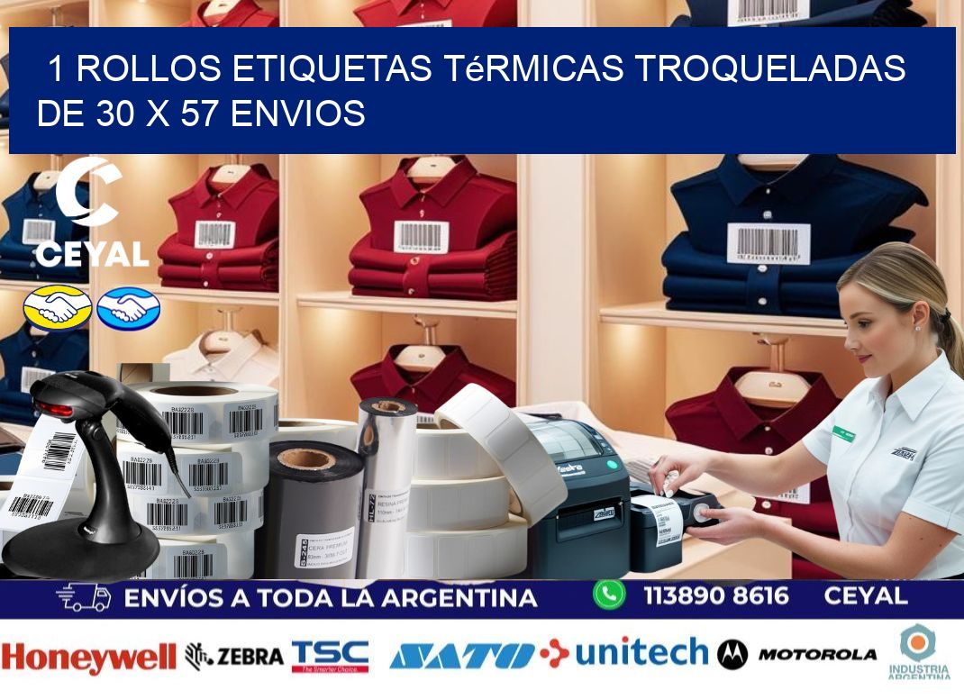 1 Rollos Etiquetas Térmicas Troqueladas De 30 x 57 ENVIOS