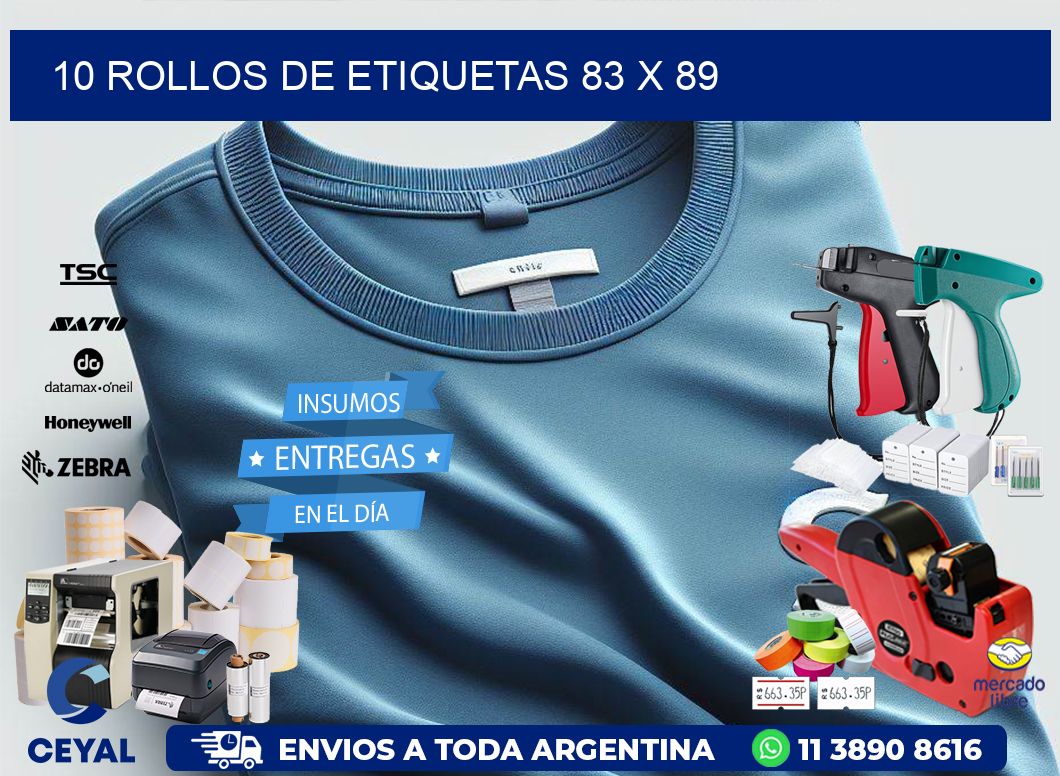 10 ROLLOS DE ETIQUETAS 83 x 89