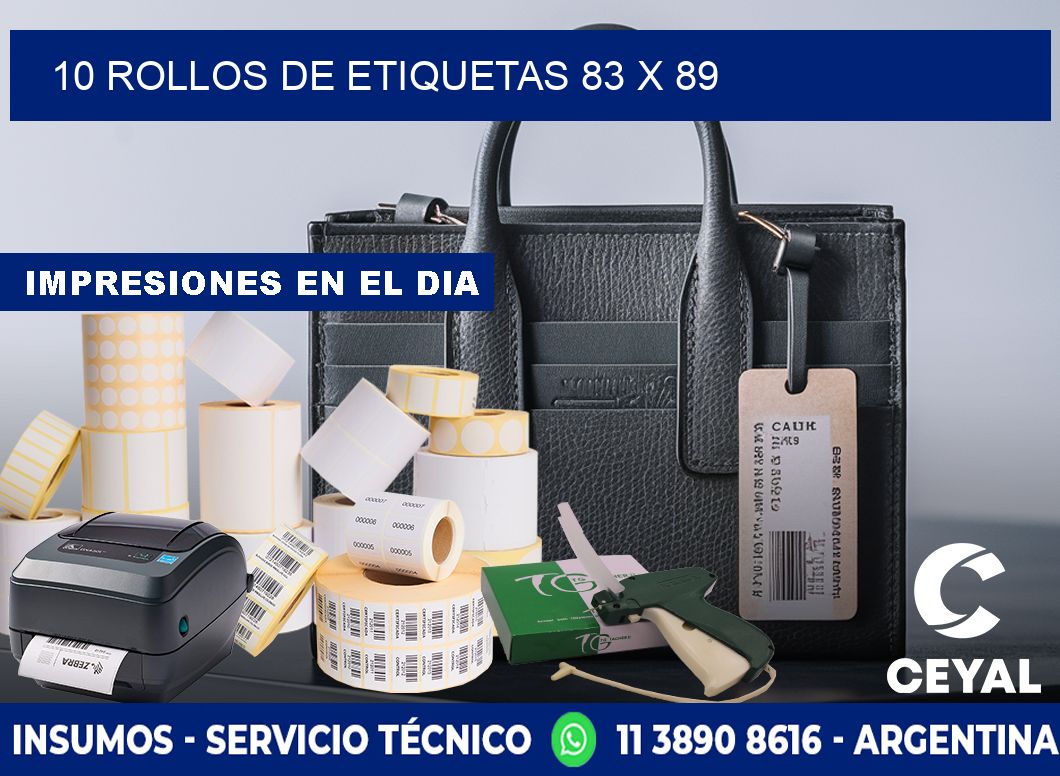 10 ROLLOS DE ETIQUETAS 83 x 89