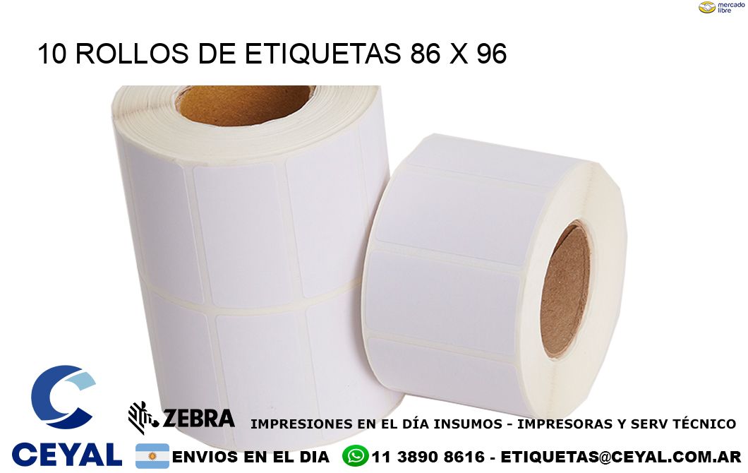 10 ROLLOS DE ETIQUETAS 86 x 96