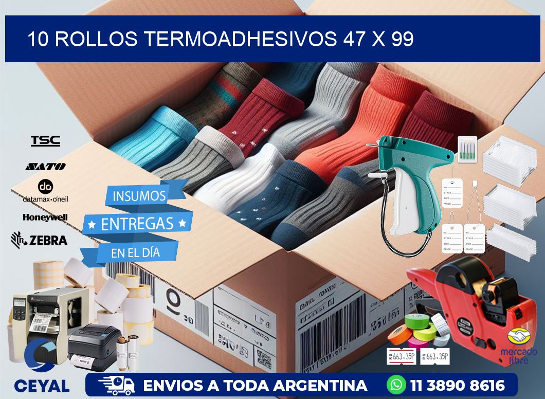 10 ROLLOS TERMOADHESIVOS 47 x 99