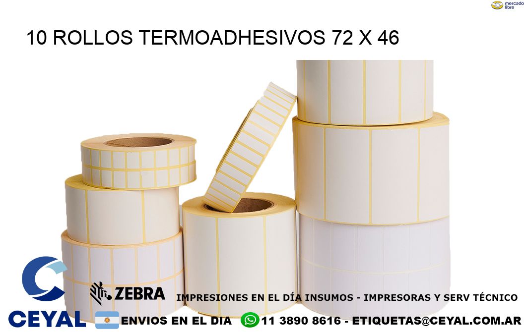 10 ROLLOS TERMOADHESIVOS 72 x 46