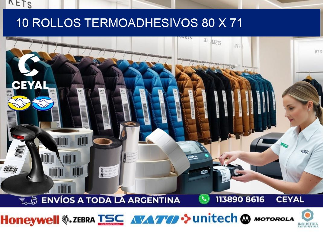 10 ROLLOS TERMOADHESIVOS 80 x 71