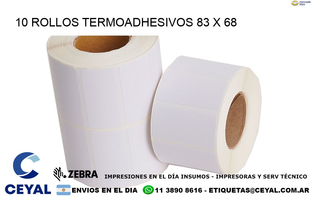 10 ROLLOS TERMOADHESIVOS 83 x 68