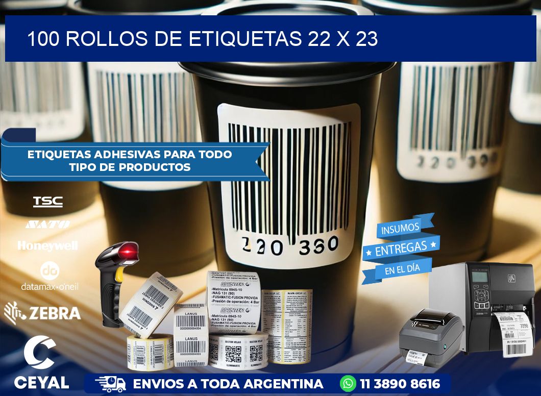 100 ROLLOS DE ETIQUETAS 22 x 23