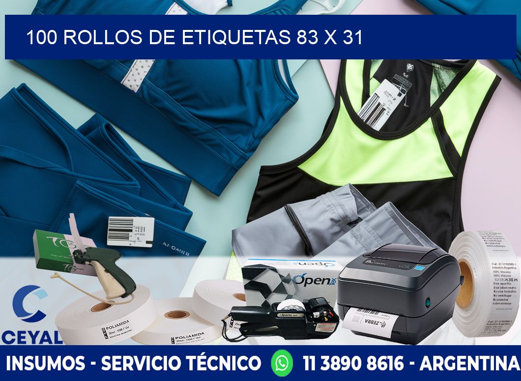 100 ROLLOS DE ETIQUETAS 83 x 31