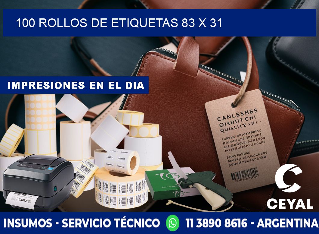 100 ROLLOS DE ETIQUETAS 83 x 31