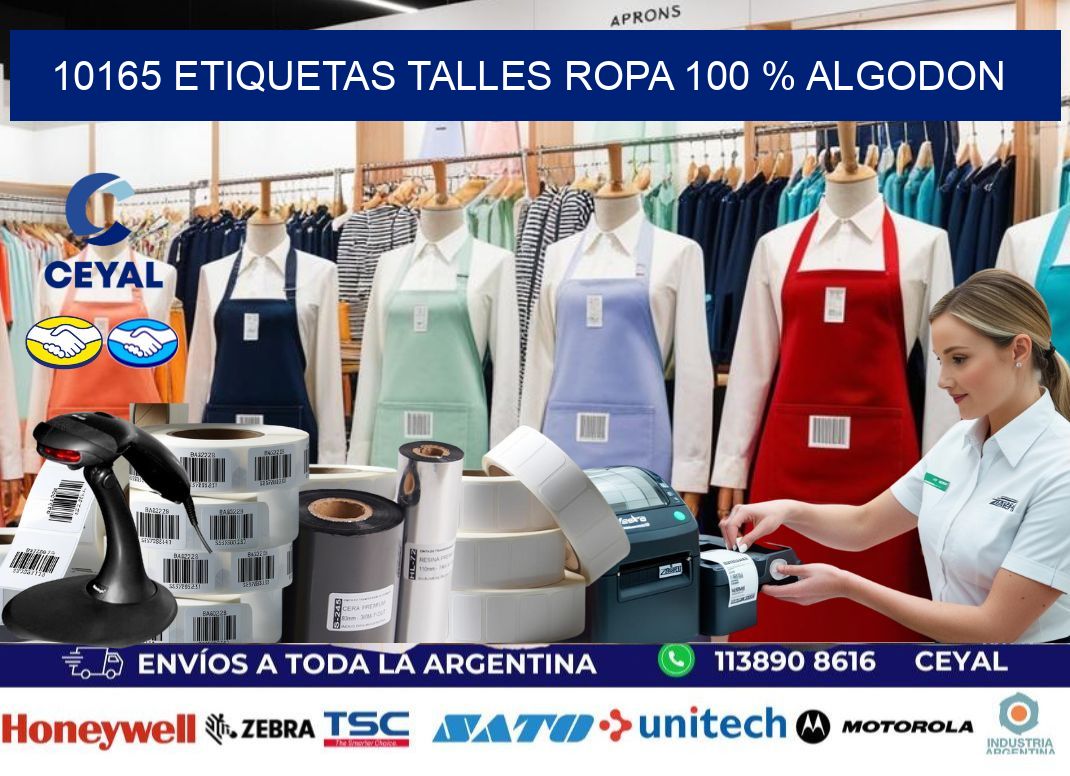 10165 ETIQUETAS TALLES ROPA 100 % ALGODON
