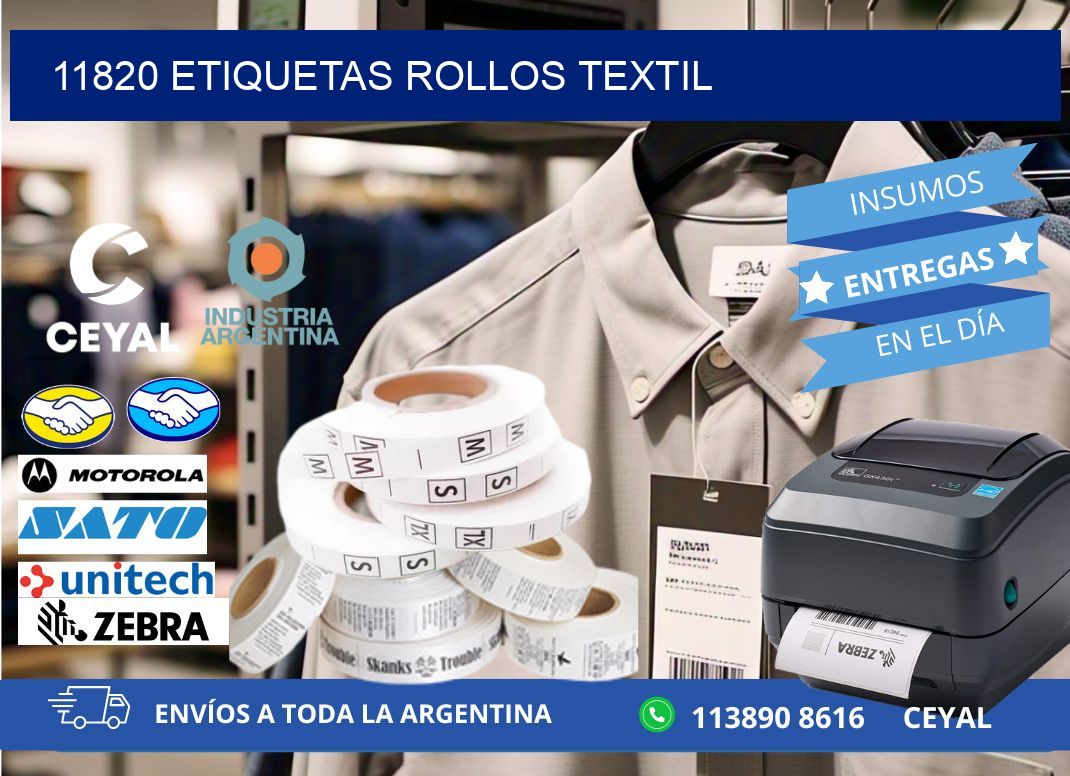 11820 etiquetas rollos TEXTIL