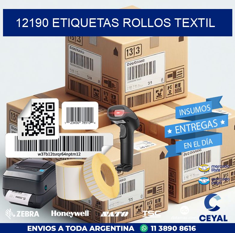 12190 etiquetas rollos TEXTIL