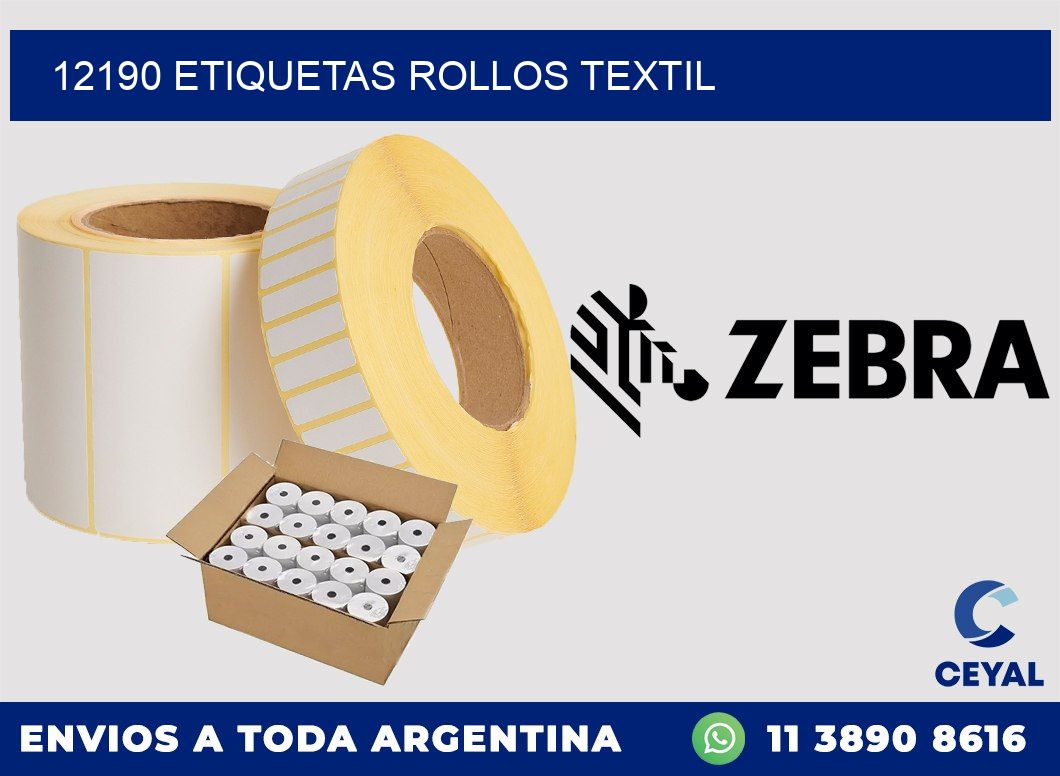 12190 etiquetas rollos TEXTIL