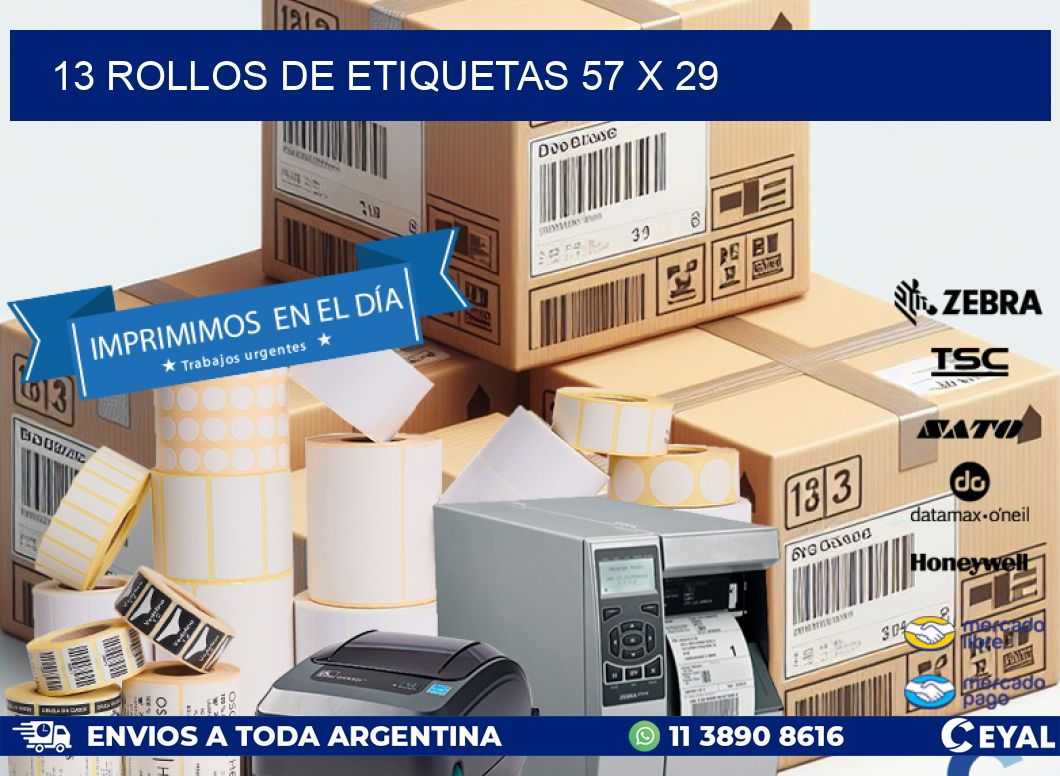 13 ROLLOS DE ETIQUETAS 57 x 29