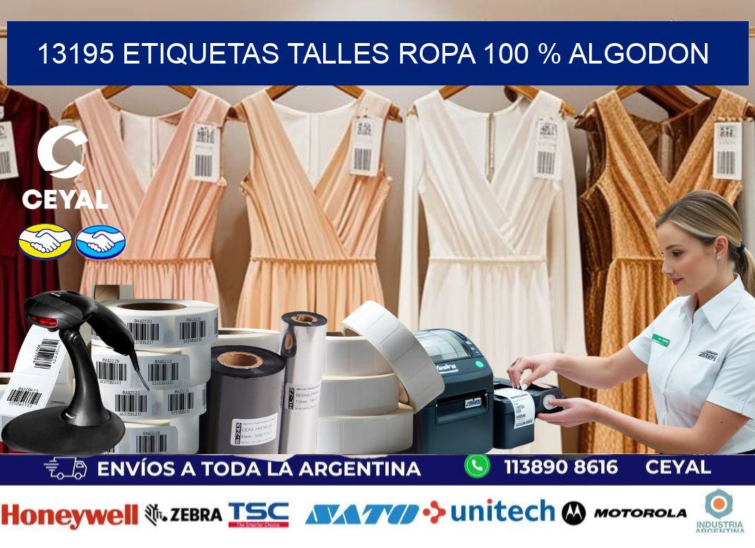 13195 ETIQUETAS TALLES ROPA 100 % ALGODON