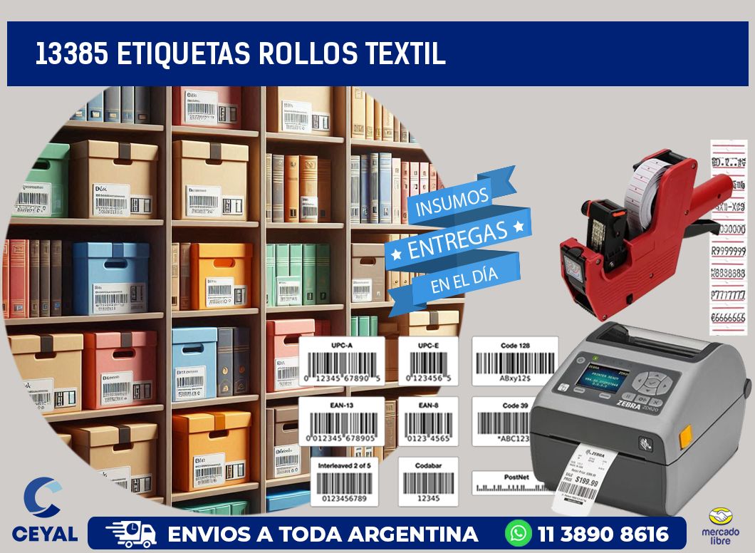 13385 etiquetas rollos TEXTIL