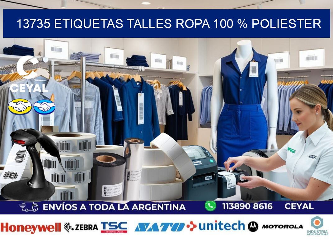 13735 ETIQUETAS TALLES ROPA 100 % POLIESTER