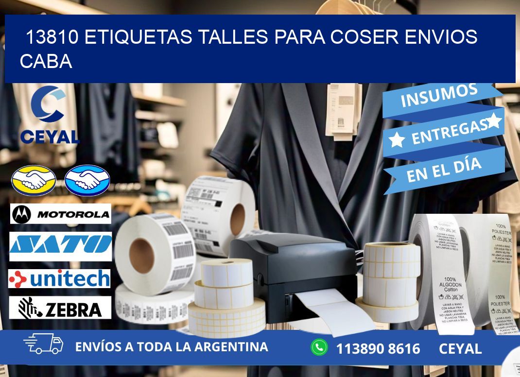 13810 ETIQUETAS TALLES PARA COSER ENVIOS CABA