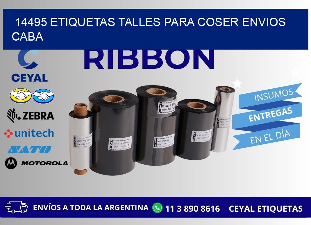 14495 ETIQUETAS TALLES PARA COSER ENVIOS CABA