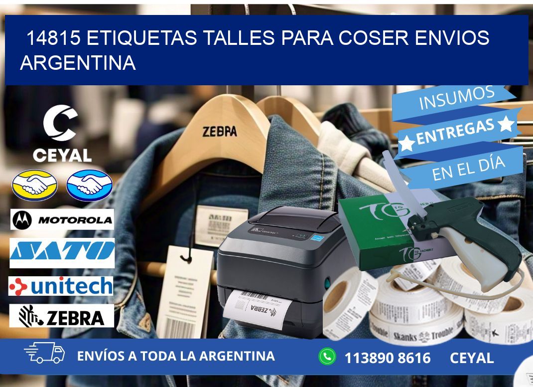 14815 ETIQUETAS TALLES PARA COSER ENVIOS ARGENTINA