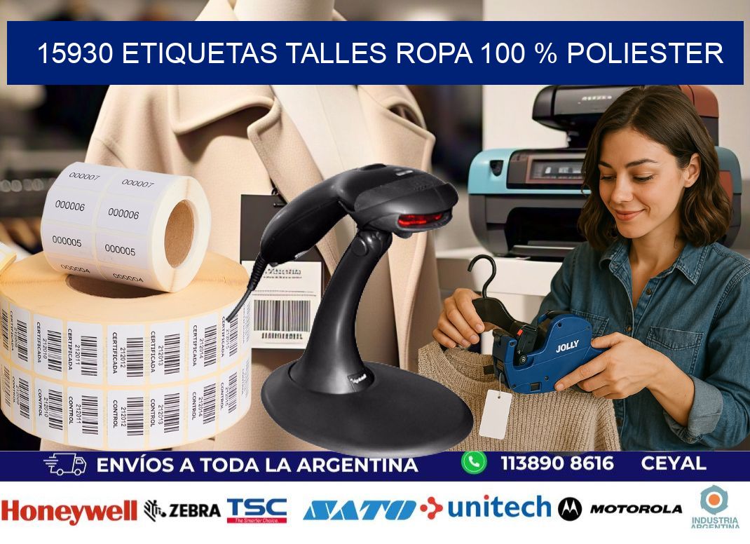 15930 ETIQUETAS TALLES ROPA 100 % POLIESTER